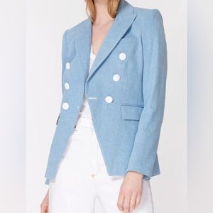 AUTHENTIC Veronica Beard Miller Denim Dickey Blazer Jacket Double Breasted.